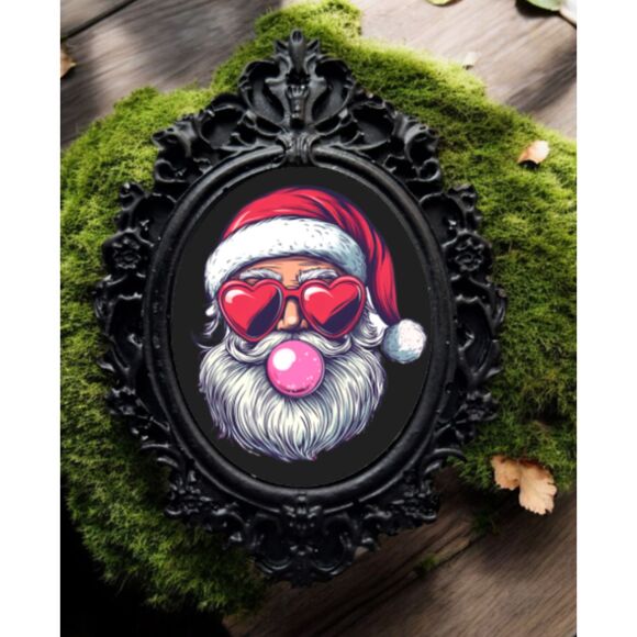 Santa Claus Christmas Tree Ornament Bubble Gum and Heart Sunglasses Decoration - Picture 1 of 1